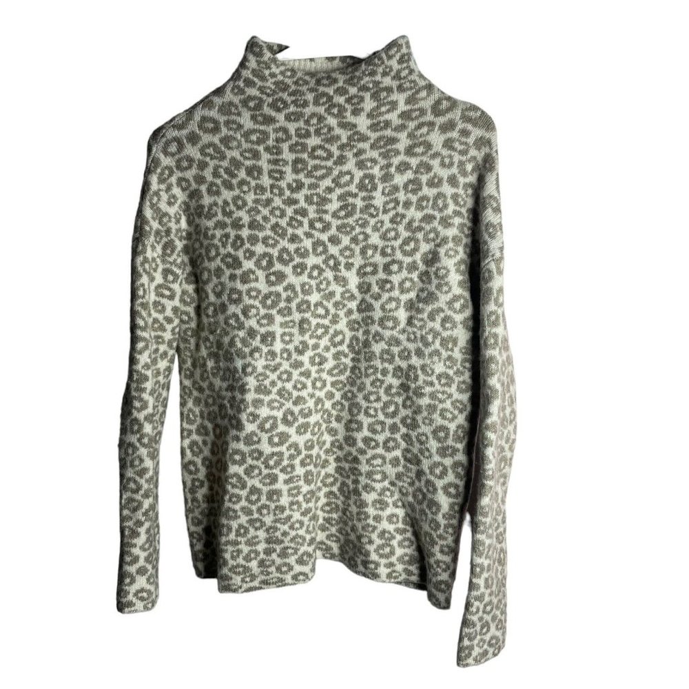 Christian Siriano Mock Turtleneck Sweater XS wool blend leopard print pullover